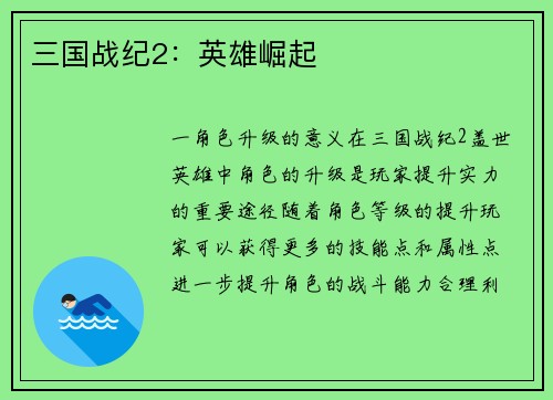 三国战纪2：英雄崛起